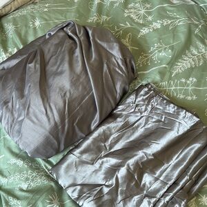 Silver Satin Bedding Set